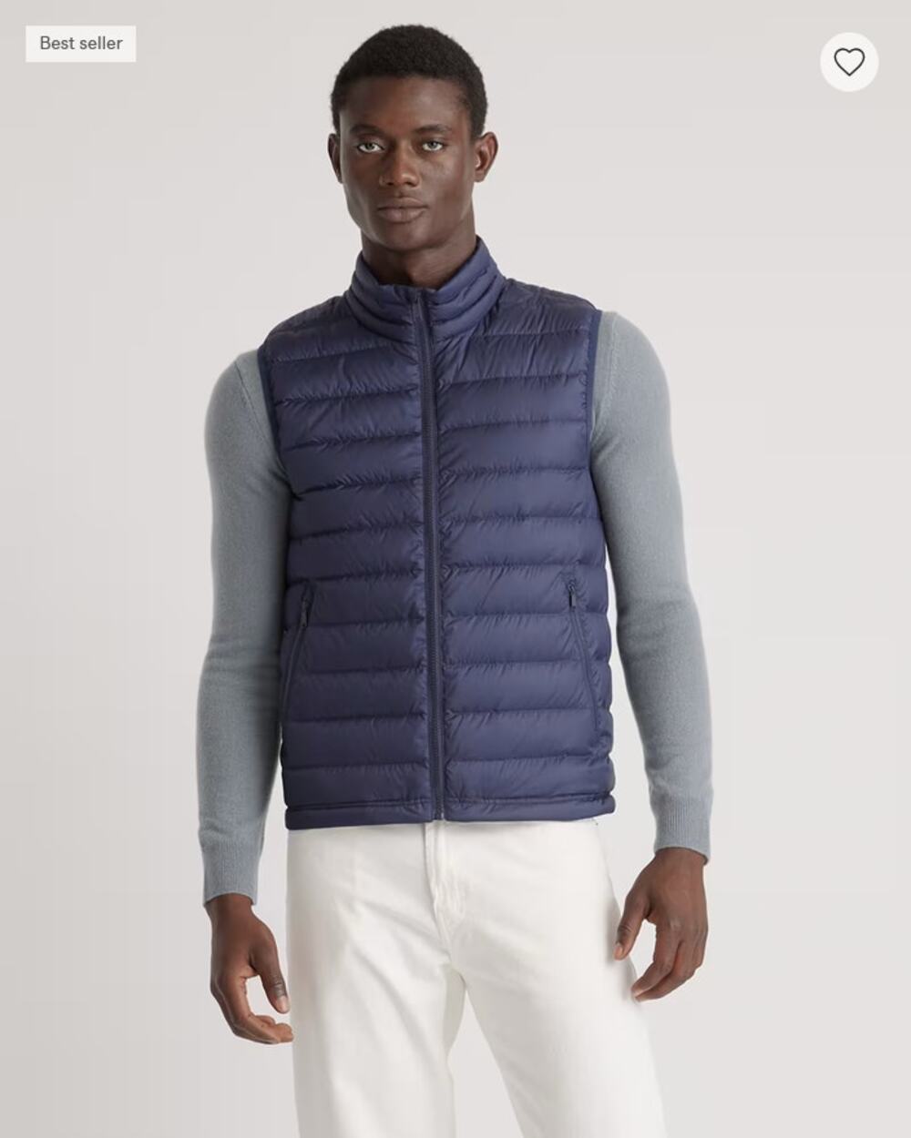 Quince Lightweight Down Packable Puffer Vest Navy Large NWT